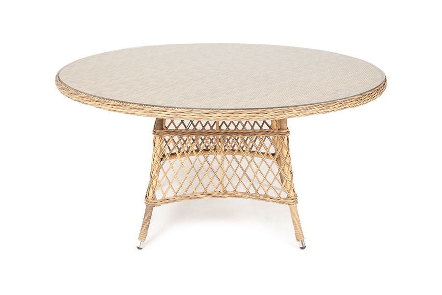 "Эспрессо" плетеный круглый стол, диаметр 150 см, цвет соломенный