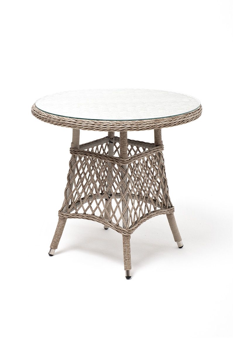 "Эспрессо" плетеный круглый стол, диаметр 80 см, цвет бежевый