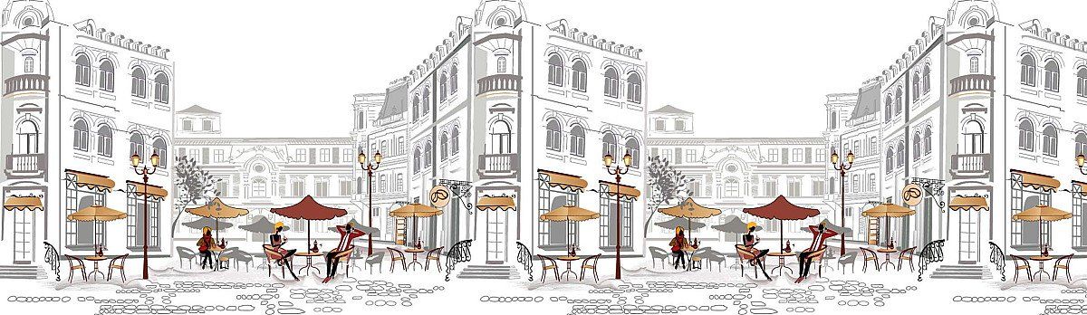 Фартук для кухни «Уличное кафе» 610x2440x3