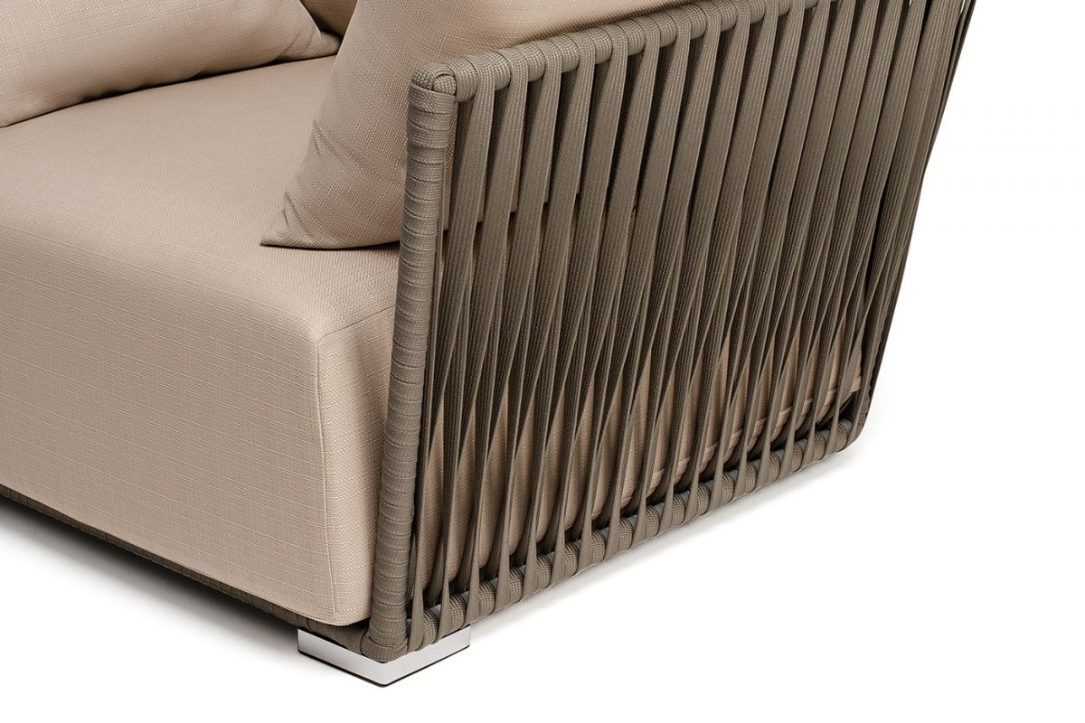 "Форли" кресло плетеное из роупа, каркас алюминий светло-серый (RAL7035) муар, роуп серо-коричневый