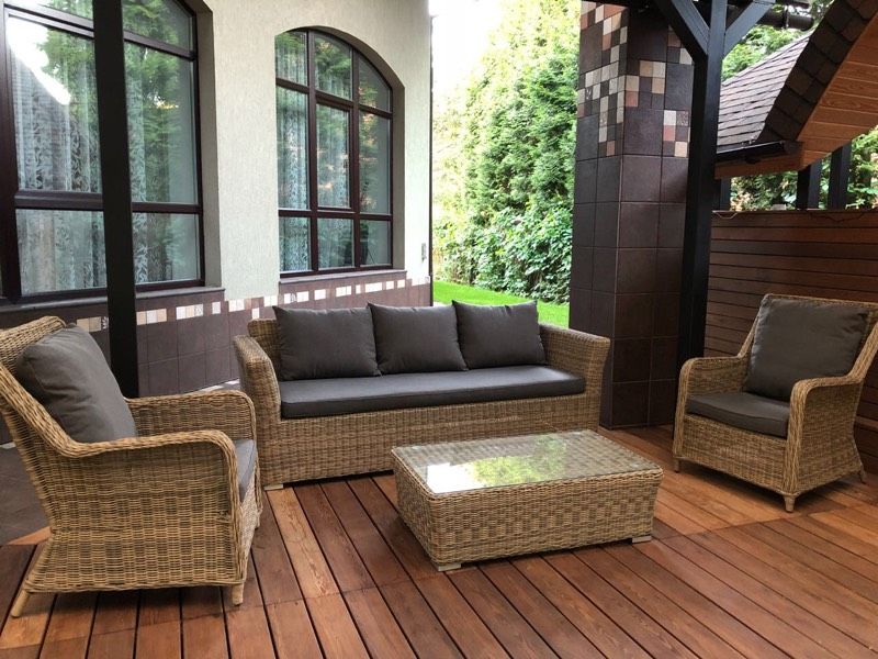 "Гляссе" кресло плетеное из искусственного ротанга, цвет соломенный