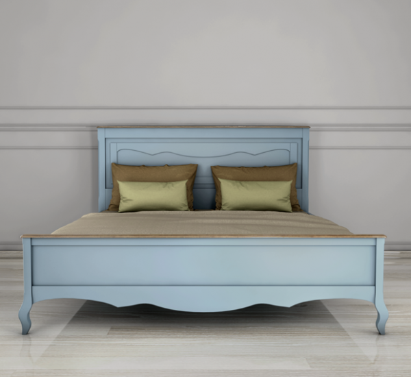 Голубая двуспальная кровать "Leontina" 180*200