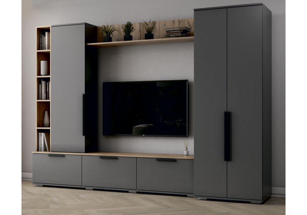 Готовая гостиная Филеста графит - дуб вотан комплектация 1
