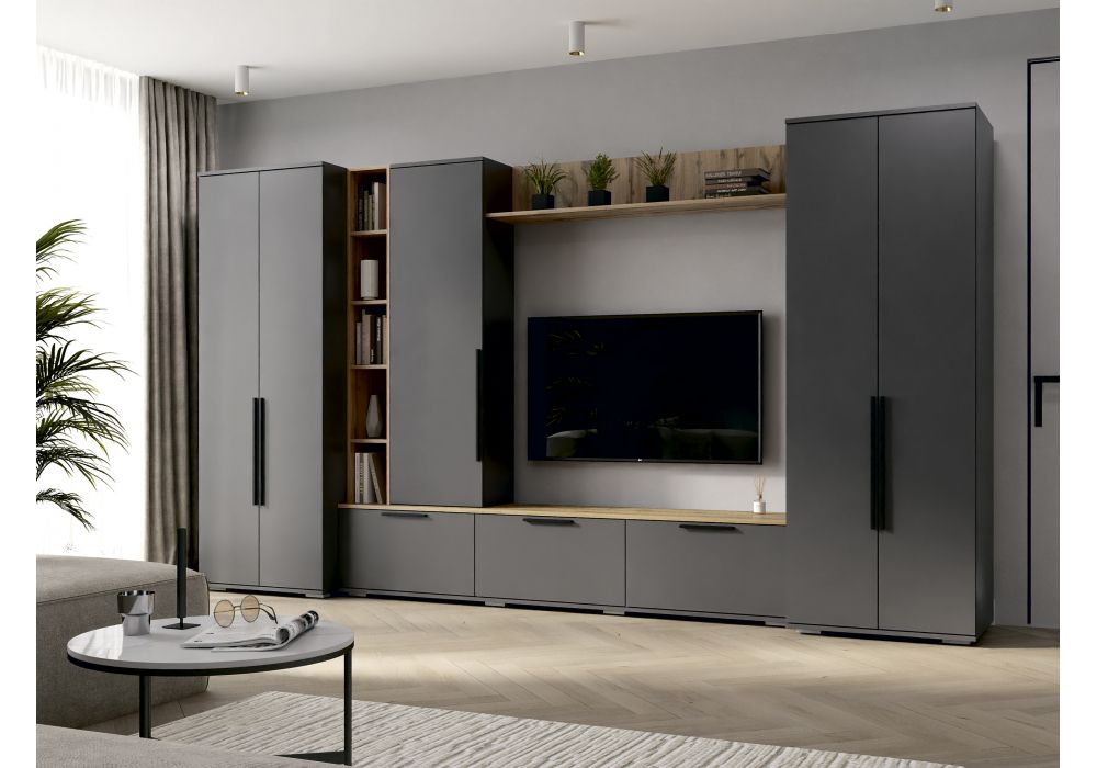 Готовая гостиная Филеста графит - дуб вотан комплектация 2