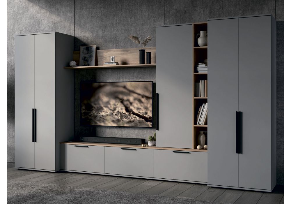 Готовая гостиная Филеста шиншилла серая - дуб вотан комплектация 2