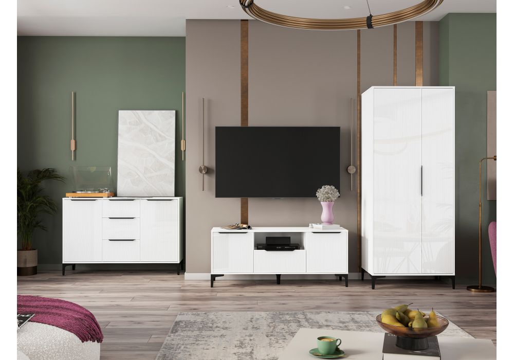 Готовая гостиная Иадама белый - белый глянец комплектация 1