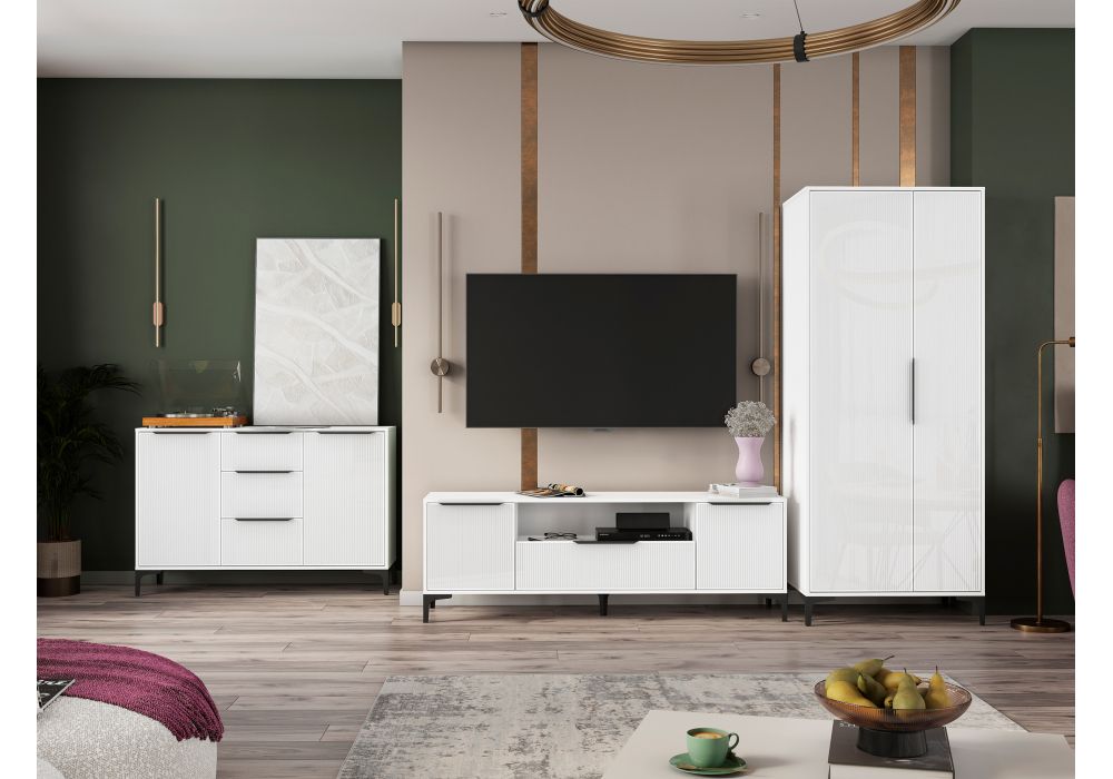 Готовая гостиная Иадама белый - белый глянец комплектация 2