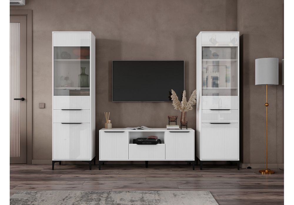 Готовая гостиная Иадама белый - белый глянец комплектация 4