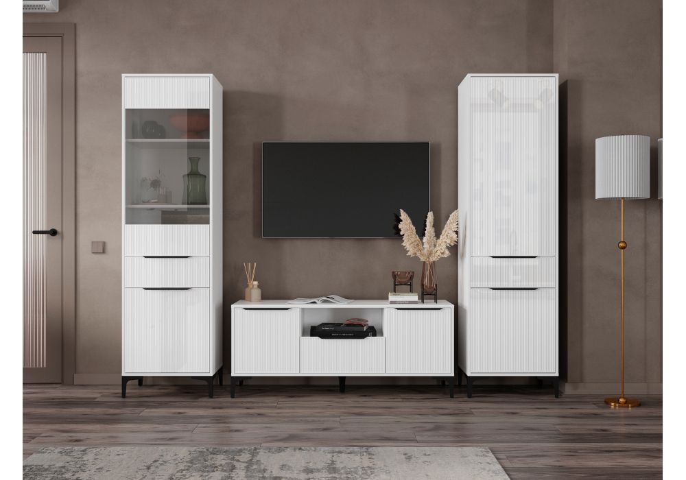 Готовая гостиная Иадама белый - белый глянец комплектация 5