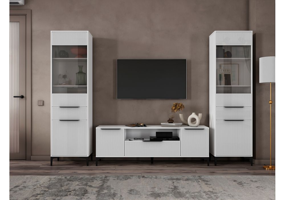 Готовая гостиная Иадама белый - белый глянец комплектация 7