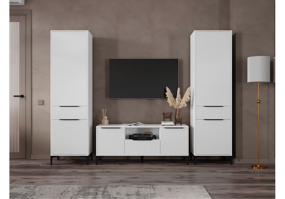 Готовая гостиная Иадама белый - белый глянец комплектация 8