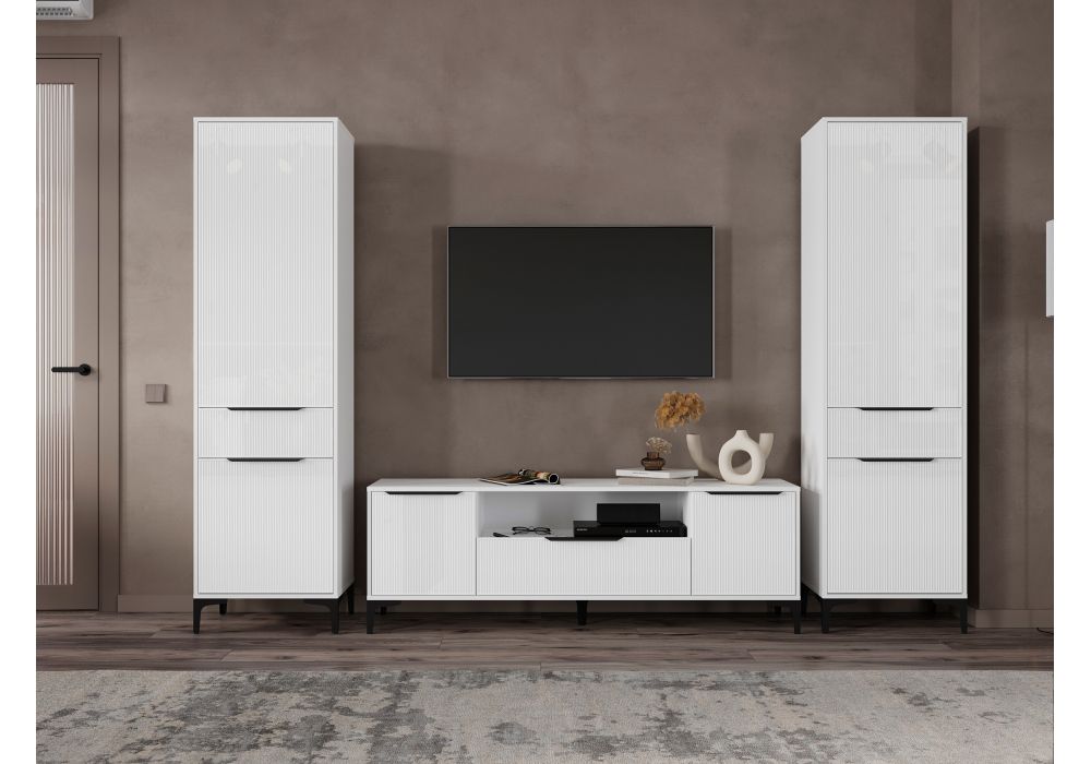 Готовая гостиная Иадама белый - белый глянец комплектация 9