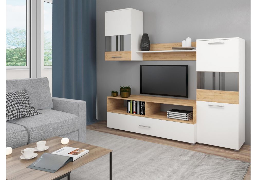 Готовые гостиные Алваро белая - дуб золотой