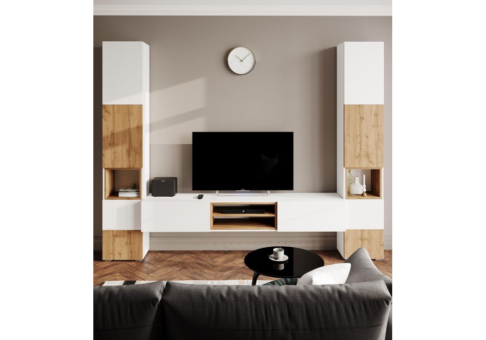 Готовые гостиные Лонгфорд комплектация 1 белый - дуб вотан