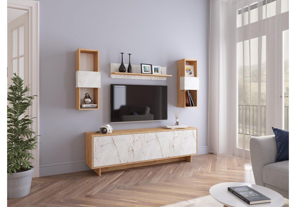 Готовые гостиные Огюст Мини дуб золотой - каспий светлый