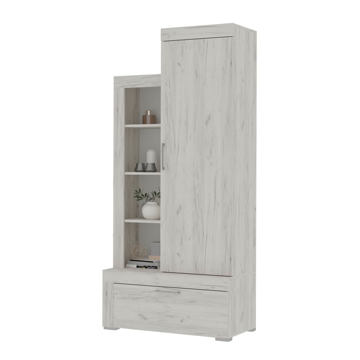 Гранд стеллаж 01 (896х1945х449) дуб крафт белый