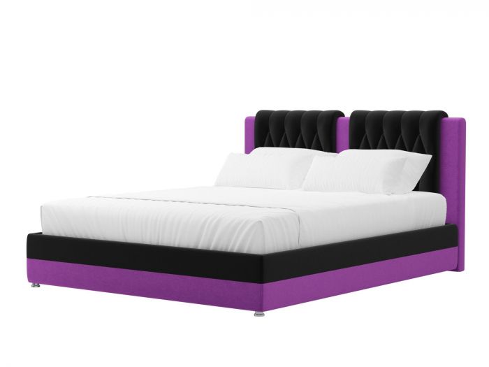 120644 Интерьерная кровать Камилла 180 | Микровельвет | Черный | Фиолетовый