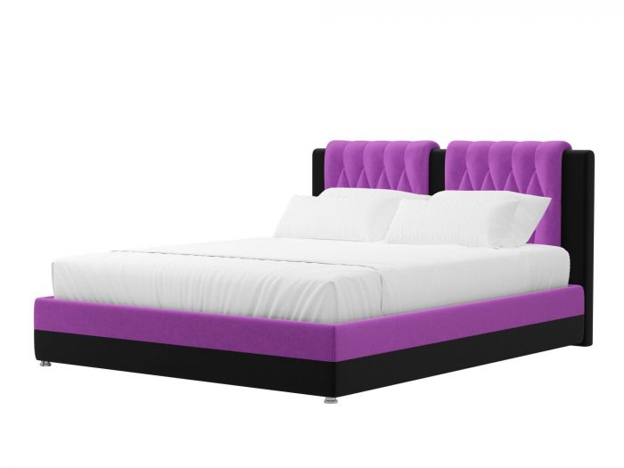 120643 Интерьерная кровать Камилла 180 | Микровельвет | Фиолетовый | Черный