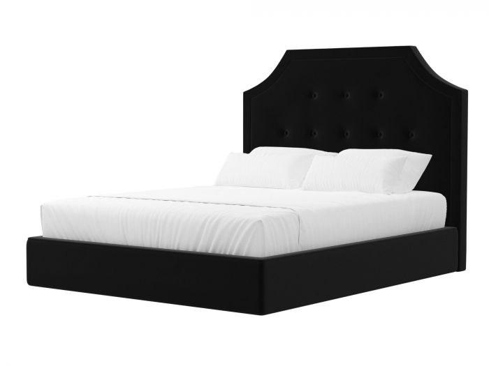 105354 Интерьерная кровать Кантри | Микровельвет | Черный