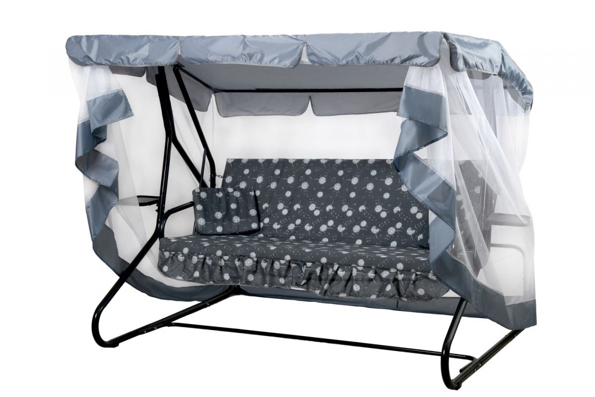 Качели садовые 3-х местные Люкс 2 с москитной сеткой арт.с1398