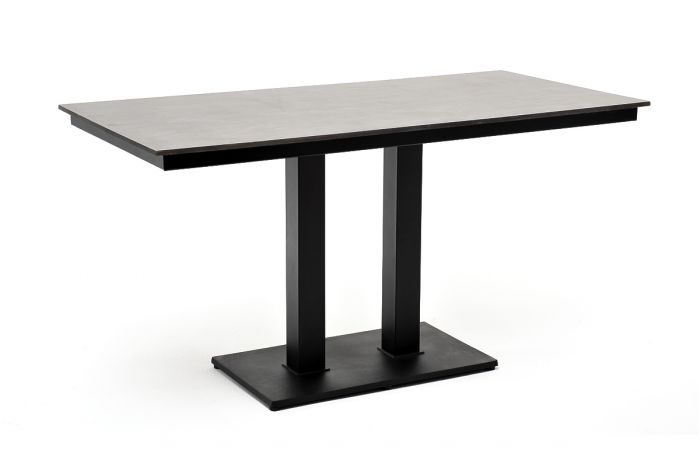 "Каффе" интерьерный стол из HPL квадратный 140х70см, цвет "серый гранит", подстолье двойное черное ч