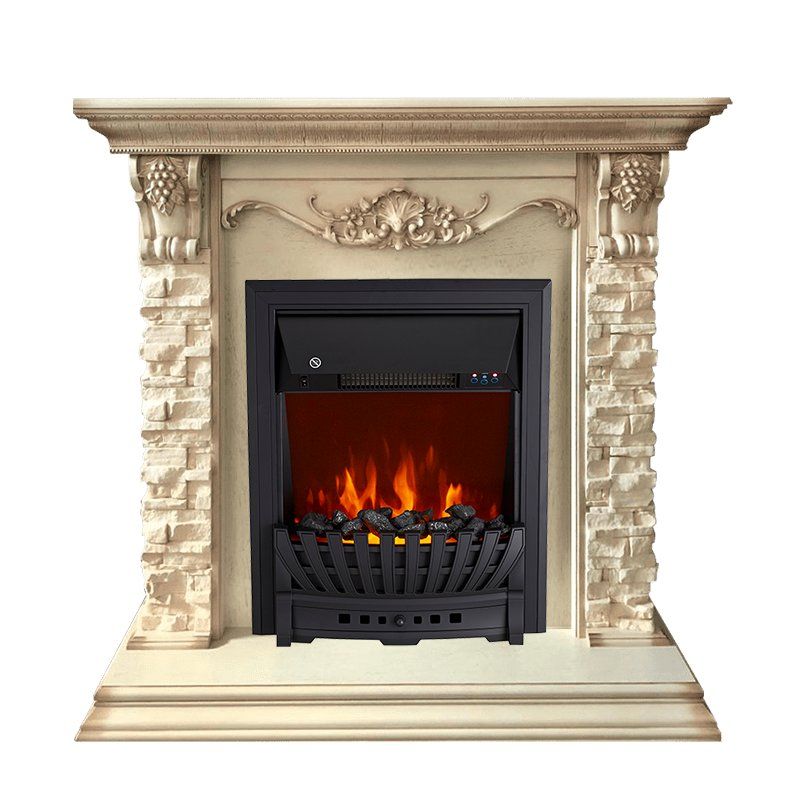 Каминокомплект Adriana - Cлоновая кость с очагом Aspen Black,27112k26915