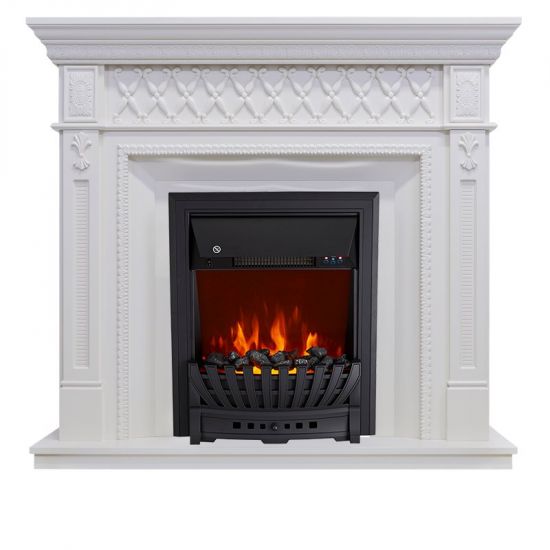 Каминокомплект Alexandria - Белый дуб с очагом Aspen Black,27123k26915