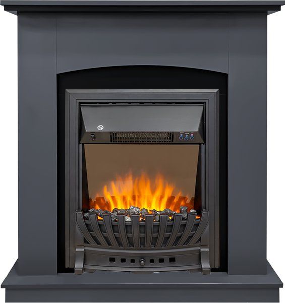 Каминокомплект Barcelona (Разборный) - Серый графит с черным с очагом Aspen Black,36227k26915