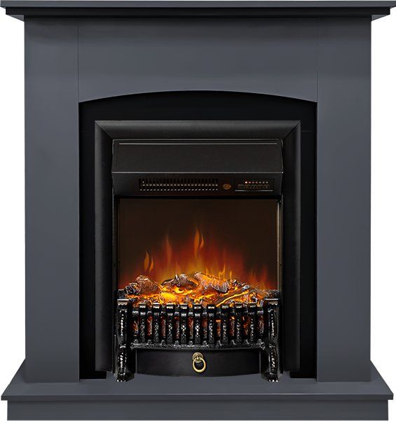 Каминокомплект Barcelona (Разборный) - Серый графит с черным с очагом Fobos FX M Black RC,36227k26917