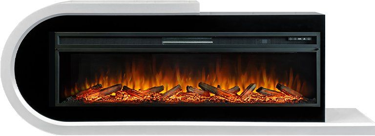 Каминокомплект Basel 60 L - Белый с черным с очагом Vision 60 LOG LED,33637k37163
