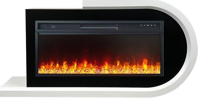 Каминокомплект Basel R - Белый с черным с очагом Vision 42 LED,33147k29150