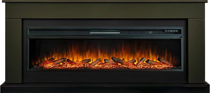 Каминокомплект Bergen 60 SFT (Разборный) - Темная олива с очагом Vision 60 LOG LED,36085k26941