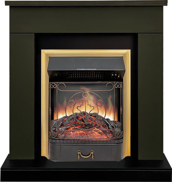 Каминокомплект Bergen (Разборный) - Темная олива (Ширина 900 мм) с очагом Majestic FX Brass,34013k26924