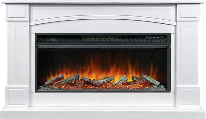 Каминокомплект Boston 42 SFT (Разборный) - Белый с очагом Vision 42 LOG LED,37433k29151
