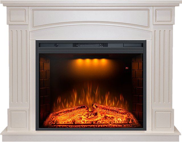 Каминокомплект Boston - Слоновая кость с очагом Emerald 28,27190k33738