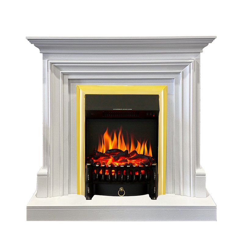Каминокомплект Bradford - Белый с очагом Fobos FX Brass,27649k26920