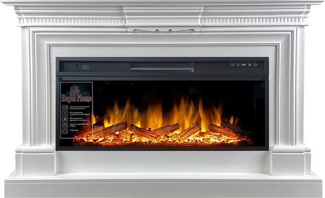 Каминокомплект Chelsea - Белый (Ширина 1350 мм) с очагом Vision 42 LOG LED,29412k29151