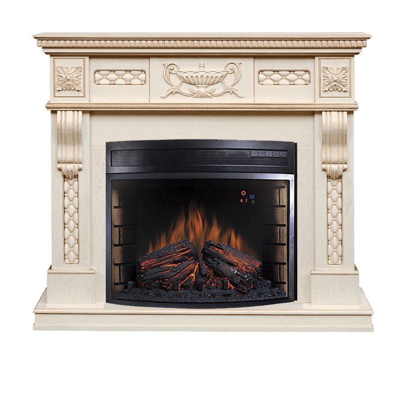 Каминокомплект Corsica - Слоновая кость с патиной с очагом Dioramic 28 LED FX,27142k26927