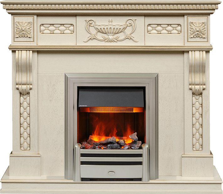 Каминокомплект Corsica - Слоновая кость с патиной (Ширина 1100) с очагом Chesford,25989k25726