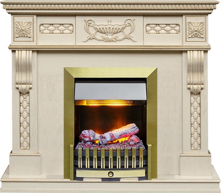 Каминокомплект Corsica - Слоновая кость с патиной (Ширина 1100) с очагом Danville Antique Brass FB2,25989k25724