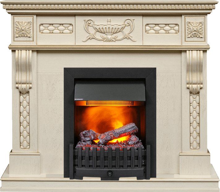 Каминокомплект Corsica - Слоновая кость с патиной (Ширина 1100) с очагом Danville Black FB2,25989k25725