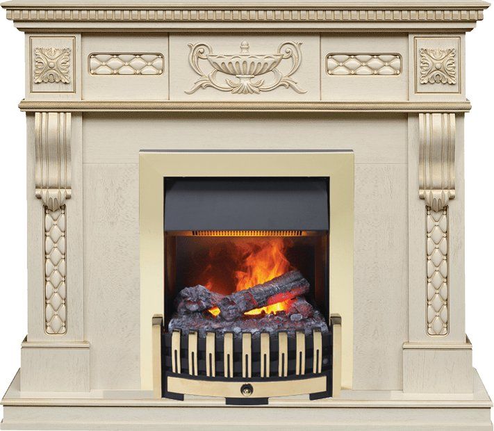 Каминокомплект Corsica - Слоновая кость с патиной (Ширина 1100) с очагом Danville Brass FB2,25989k25739