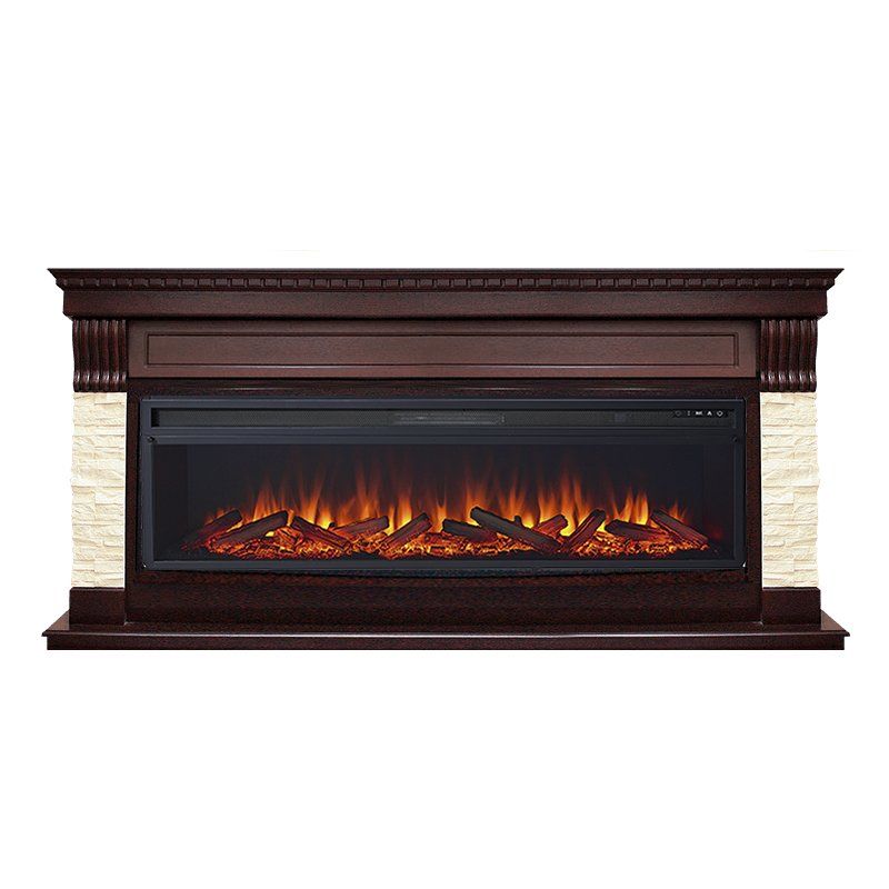 Каминокомплект Denver - Темный дуб - Бежевый с очагом Vision 60 LOG LED,27242k26941