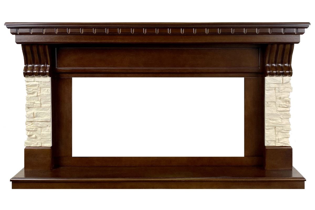 Каминокомплект Denver - Темный дуб - Бежевый (Ширина 1500 мм) с очагом Vision 42 LOG LED,30957k29151