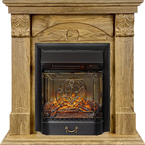 Каминокомплект Dublin (деревянный) RUSTIC (Разборный) - Дуб натуральный с очагом Majestic FX M Black,35760k26921
