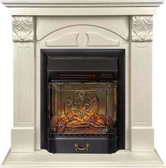 Каминокомплект Dublin (деревянный) RUSTIC (Разборный) - Слоновая кость с очагом Majestic FX M Black ,35754k26921