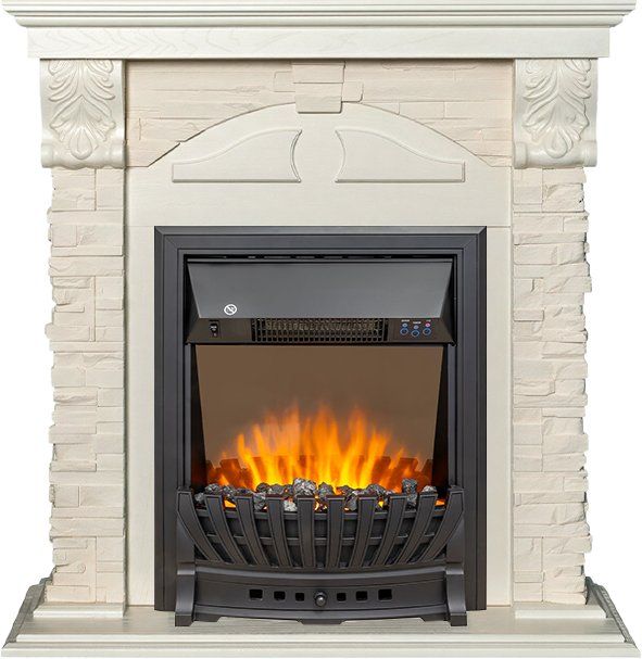 Каминокомплект Dublin (Разборный) - Слоновая кость с очагом Aspen Black,36966k26915