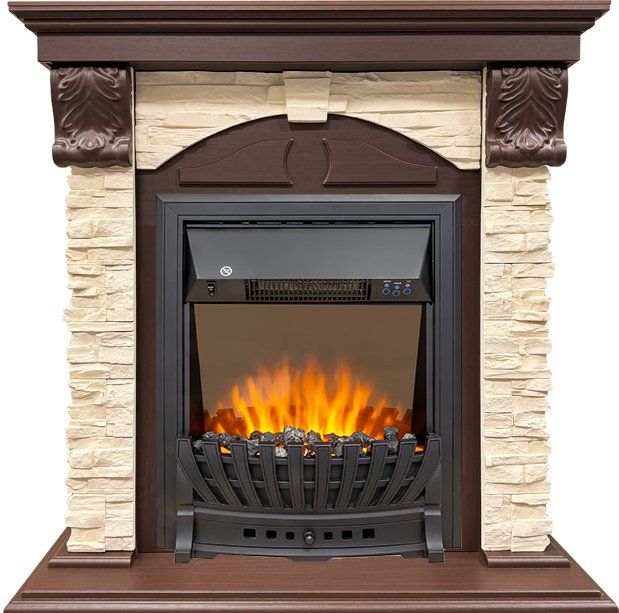 Каминокомплект Dublin STD SFT (Разборный) - Темный дуб - Сланец с очагом Aspen Black,36297k26915