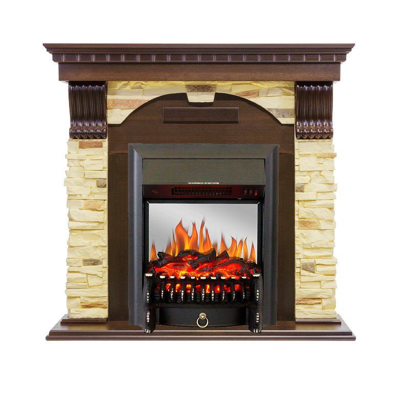 Каминокомплект Dublin - Темный дуб - Сланец с очагом Fobos FX M Black,27102k26917