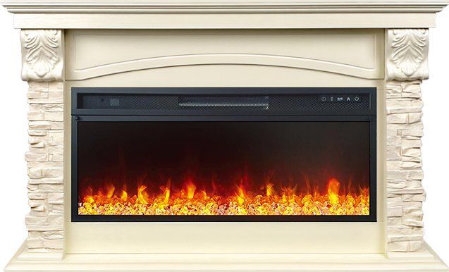 Каминокомплект Dublin V42 SFT (Разборный) - Слоновая кость - Сланец с очагом Vision 42 LED,36218k29150